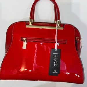 patent leather satchel bag.VEGAN & Cruelty Free